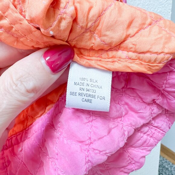 Barbie Pink & Orange Quilted Button Up Silk Jacket Size Women's Medium - Picture 8 of 8